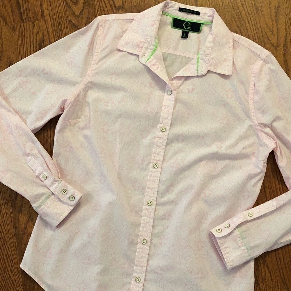 C. Wonder | Light Pink & White Floral Insect Shirt